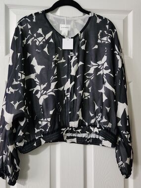 NWT Club Monaco Silk Floral Bomber Jacket